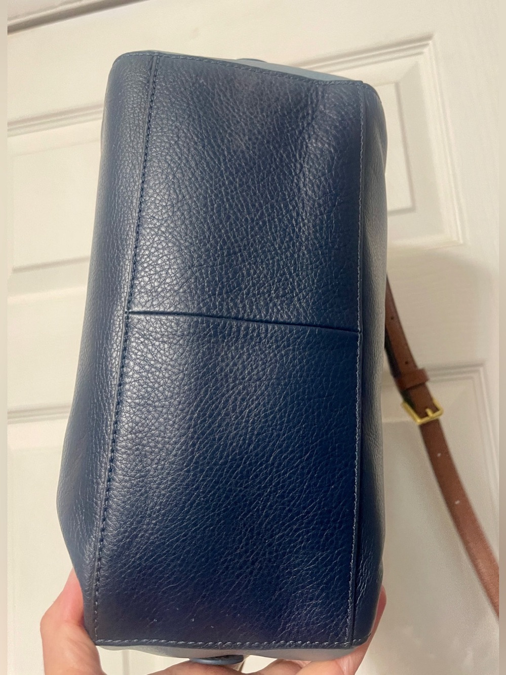 FOSSIL RACHEL 2-Tone Twilight Blue Leather Convertible Satchel Crossbody Bag - Picture 16 of 16